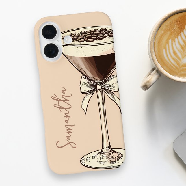 Funda iPhone 16 Marrón personalizado del café Espresso Martini Lov (Espresso Martini Coffee Lover Personalized Brown Case-Mate iPhone Case)