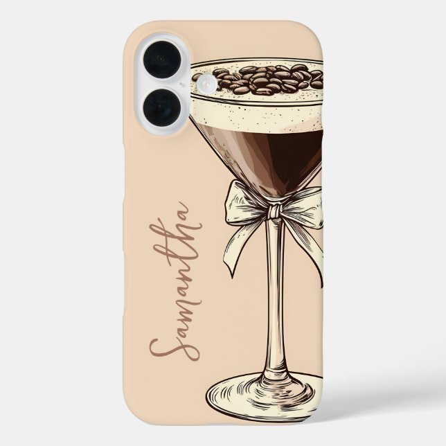 Funda iPhone 16 Marrón personalizado del café Espresso Martini Lov (Reverso )