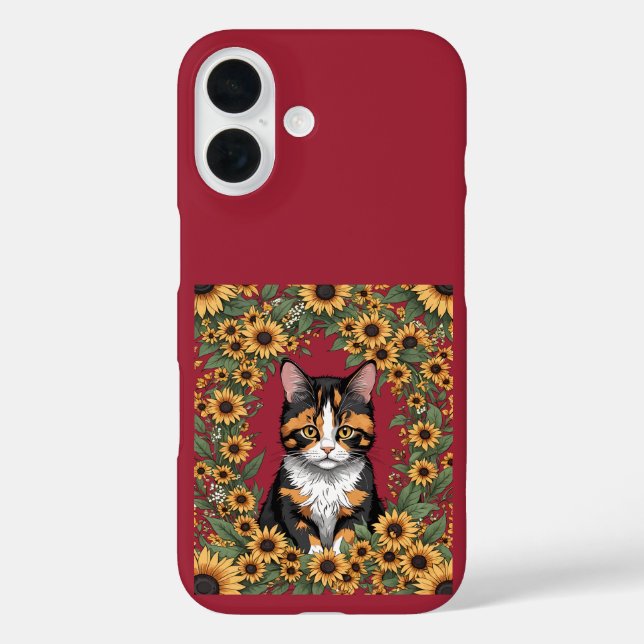 Funda iPhone 16 Maryland Calico Cat And Black Eyed Susan Flowers (Reverso )