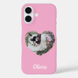 Funda iPhone 16 Mascota de corazón lindo foto y pinturas, perro ga