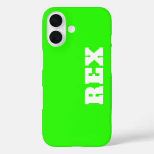 Funda iPhone 16 Mascota Neon Green y White Moderne Name