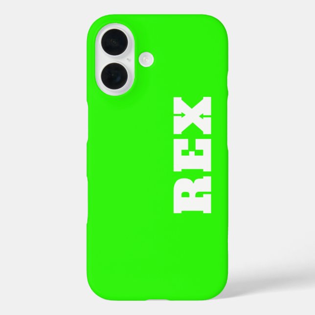Funda iPhone 16 Mascota Neon Green y White Moderne Name (Reverso )