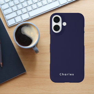 Funda iPhone 16 Masculina moderna en negrita azul negrita en monog