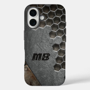 Funda iPhone 16 Masculina Rustica de Monograma Personalizada