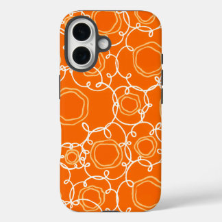 Funda iPhone 16 Matriz floral abstracta (naranja) Arte fino