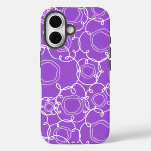 Funda iPhone 16 Matriz floral abstracta (púrpura) Arte fino