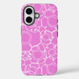 Funda iPhone 16 Matriz floral abstracta (rosa suave) Arte fino