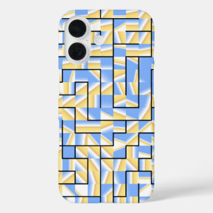 Funda iPhone 16 Maze azul y amarillo