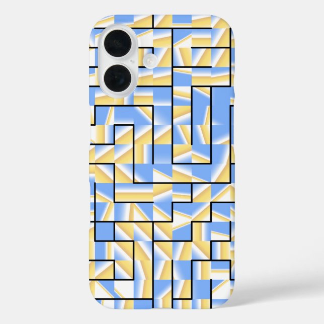 Funda iPhone 16 Maze azul y amarillo (Reverso )