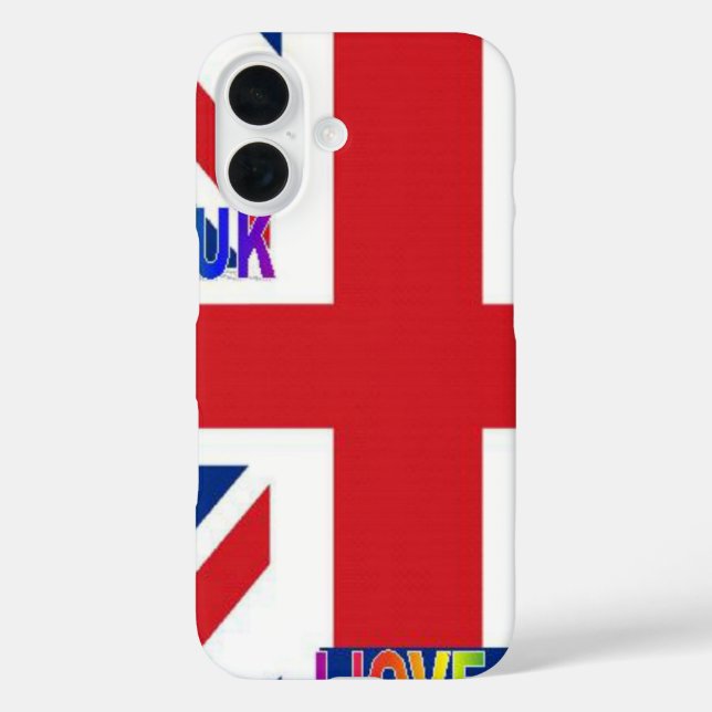 Funda iPhone 16 Me encanta la impresión de arte en el Reino Unido (Reverso )