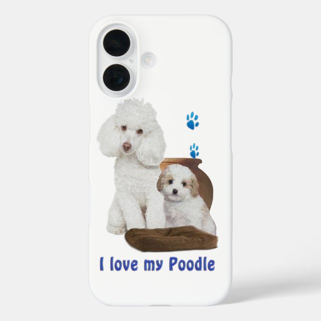 Funda iPhone 16 Me encanta mi caniche (Reverso )