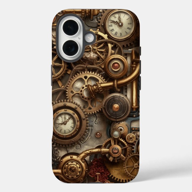 Funda iPhone 16 Mecánica victoriana de Brass y Clockwork Art (Reverso )