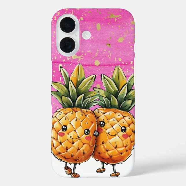 Funda iPhone 16 Mejor Amigos Pineapple Kawaii Pineapple Pink (Reverso )
