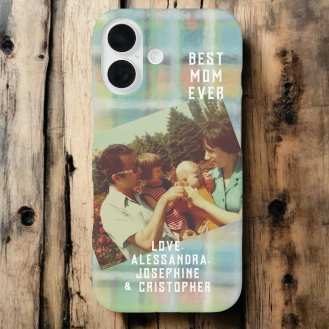 Funda iPhone 16 Mejor madre alguna vez personalizado foto platillo (Subido por el creador)