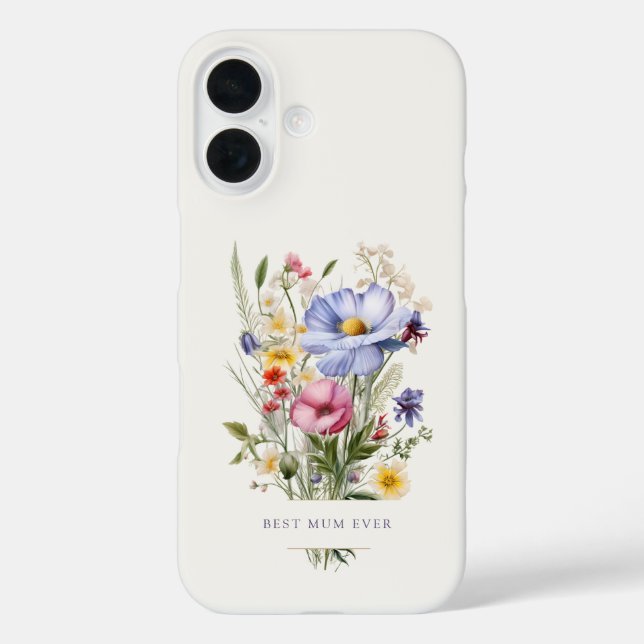 Funda iPhone 16 Mejor Mamá del Jardín Inglés Bouquet Día de la Mad (Reverso )