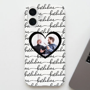Funda iPhone 16 Mejor Papá del Mundo Script Foto Blanco Negro
