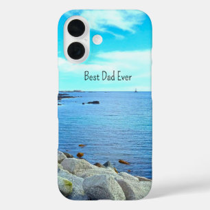 Funda iPhone 16 Mejor Papá Nunca Blue Ocean Photo Azure