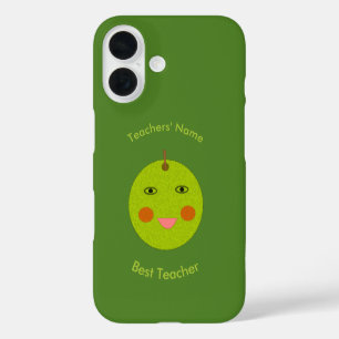 Funda iPhone 16 Mejor Profesor Manzana Feliz Nombre Personalizado