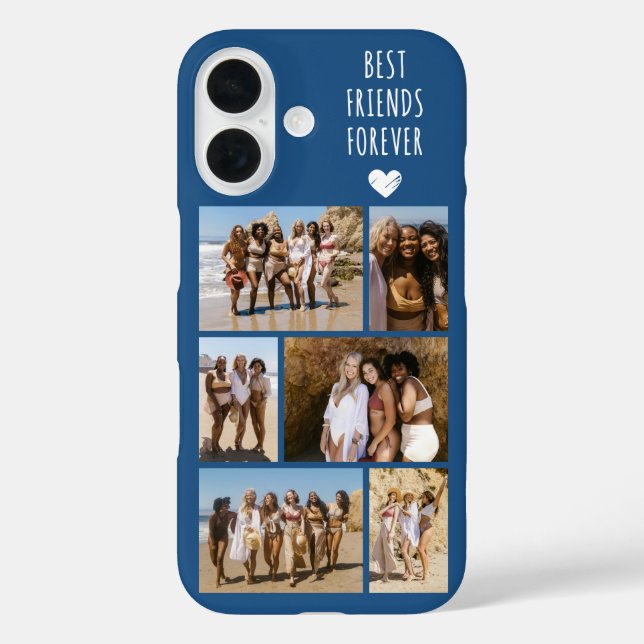 Funda iPhone 16 Mejores Amigos Para Siempre 6 Foto Azul (Reverso )