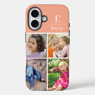 Funda iPhone 16 Melocotón 4 foto Nombre e Inicial 