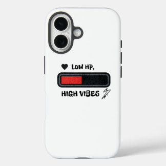 Funda iPhone 16 Meme divertido de Bajo HP, Altas Vibraciones
