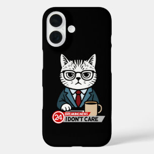 Funda iPhone 16 Meme para gatos divertidos del lunes