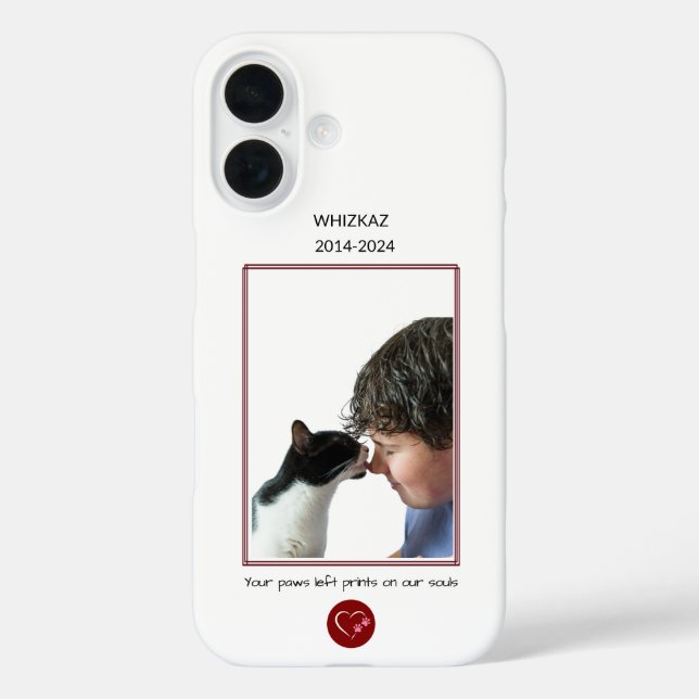 Funda iPhone 16 Memorial mascota: "Las patas se dejan imprimir en  (Reverso )