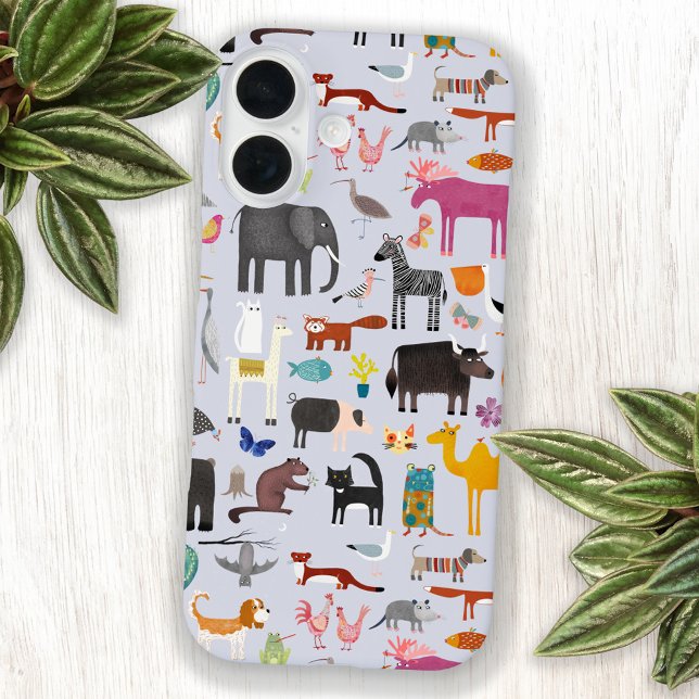 Funda iPhone 16 Menagerie animal (Animal menagerie fun cell phone case)