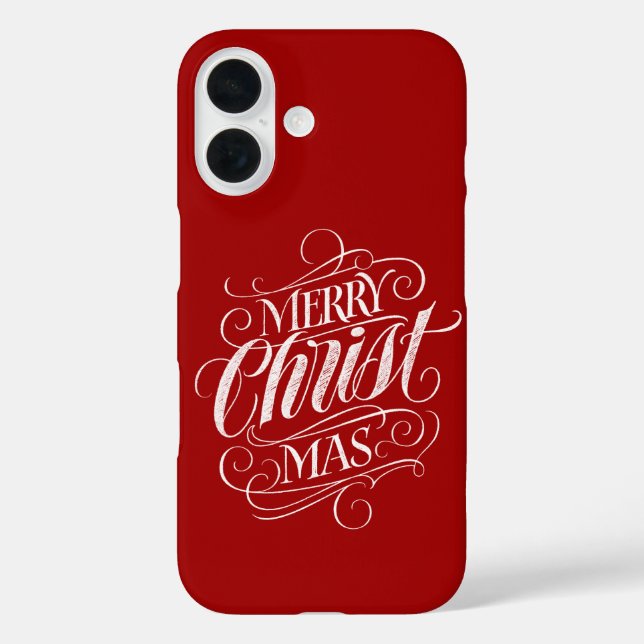 Funda iPhone 16 Merry CHRISTmas Caligrafía religiosa de tablero de (Reverso )