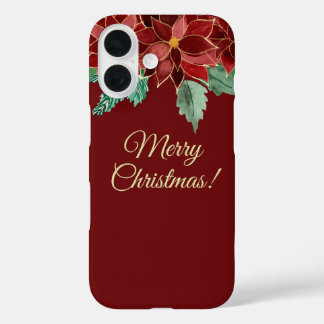 Funda iPhone 16 Merry Christmas Poinsettia iPhone Cases