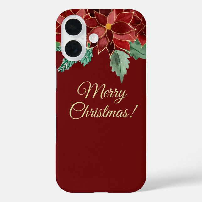 Funda iPhone 16 Merry Christmas Poinsettia iPhone Cases (Reverso )