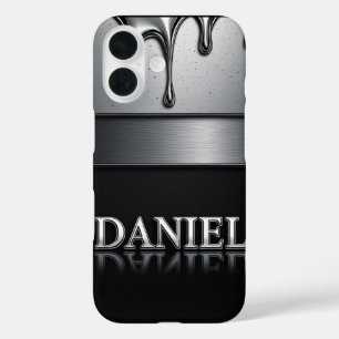Funda iPhone 16 💧 Metal Líquido “Daniel” Flujo Goteo Cromo