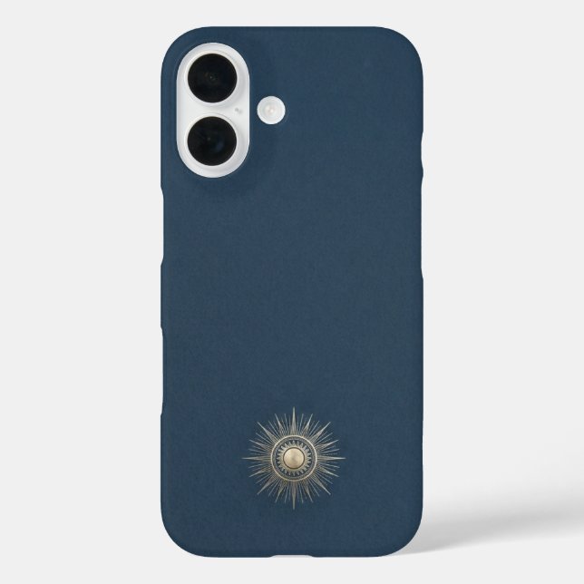 Funda iPhone 16 Midnight Blue&Champagne Gold Celestial Sun Luxury (Reverso )