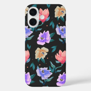 Funda iPhone 16 Midnight Garden Watercolor Floral