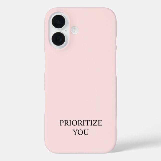 Funda iPhone 16 Minimal Prioritize You Quote Pastel Pink (Reverso )
