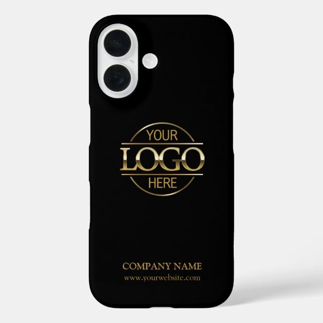 Funda iPhone 16 Minimalist Black Promotional Company Business Logo (Reverso )