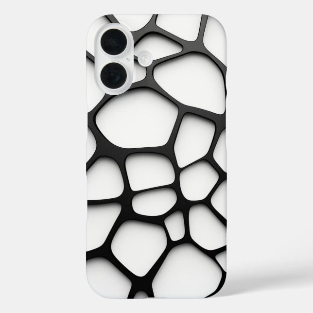 Funda iPhone 16 Minimalist Black & White Organic Grid Phone Case (Reverso )