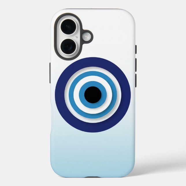 Funda iPhone 16 Minimalist Blue Evil Eye Icon on Pastel Background (Reverso )
