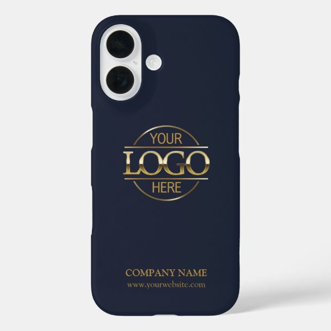 Funda iPhone 16 Minimalist Blue Promotional Company Business Logo (Reverso )