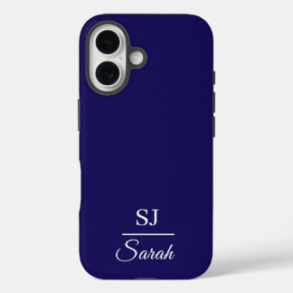 Funda iPhone 16 Minimalist Blue with Name and Initial 