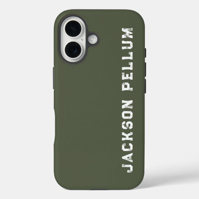 Funda iPhone 16 Minimalist Camo Green Monogram Name Case-Mate (Reverso )