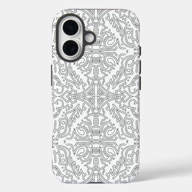 Funda iPhone 16 Minimalist Grey Floral Pattern (Reverso )