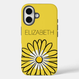 Funda iPhone 16 Minimalist Modern Elegant Daisy flower and text