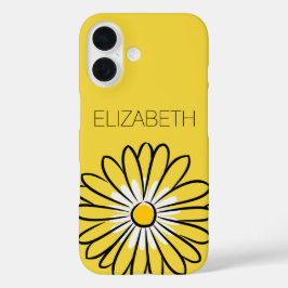 Funda iPhone 16 Minimalist Modern Elegant Daisy flower and text