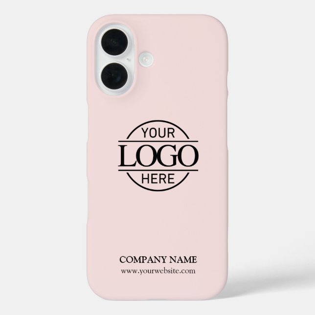 Funda iPhone 16 Minimalist Pink Promotional Company Business Logo (Reverso )