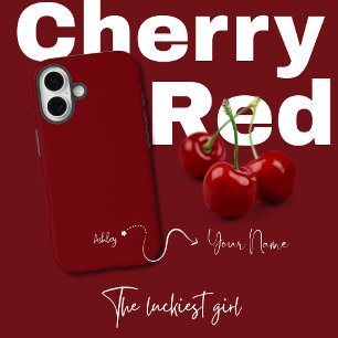 Funda iPhone 16 Minimalista Monogramado Elegante Cherry Red