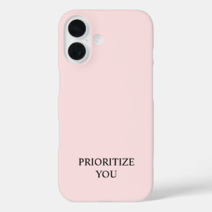 Funda iPhone 16 Mínimo Priorizar Tú Cita Rosa Pastel