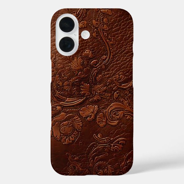 Funda iPhone 16 Mirada de cuero marrón versátil para viajar (Reverso )