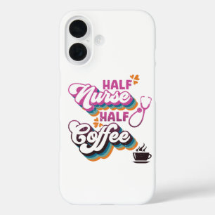 Funda iPhone 16 Mitad Enfermera Mitad Café Amantes del Café Groovy