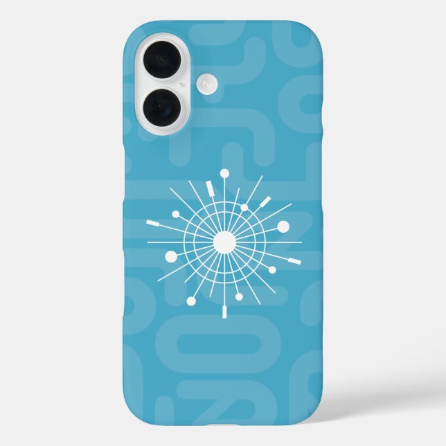 Funda iPhone 16 MOD de Navidades modernos de copos de nieve atómic (Reverso )